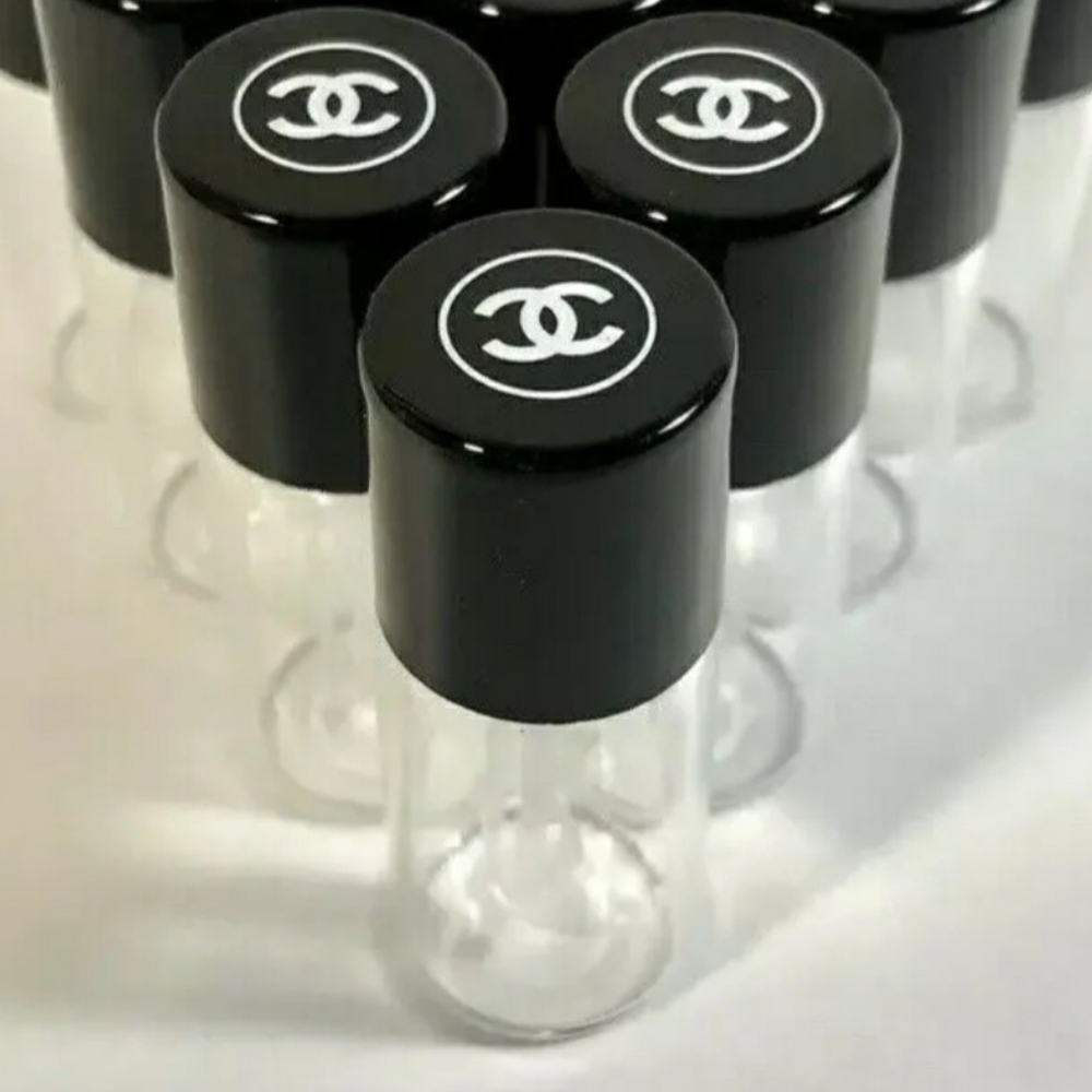 Lot of 3 Chanel Empty Glass Travel Size Makeup Sample Dram Jars Bottles